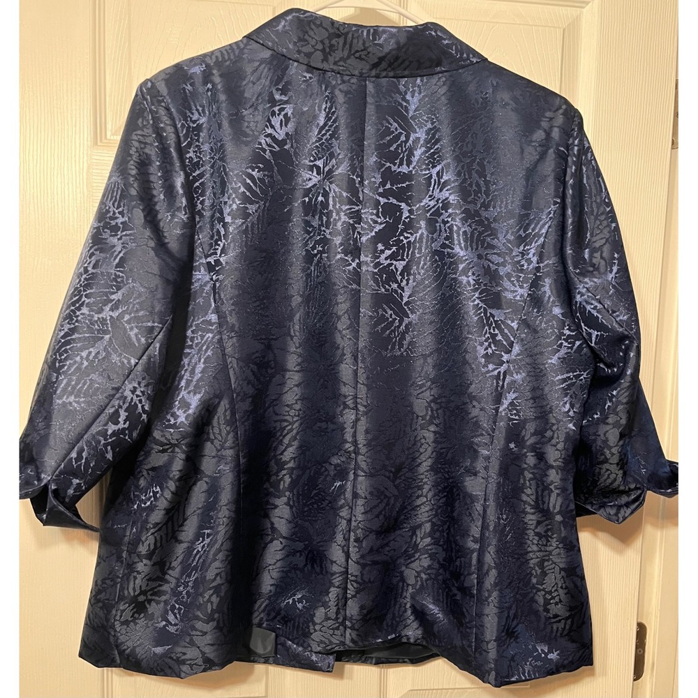 Danillo Woman Navy Blue Jacquard Skirt Suit 22W Blazer Pencil Skirt Bride Mom - Picture 5 of 9